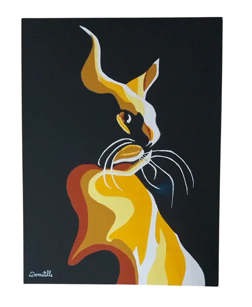 Toile coton 30x40 - Chat jaune