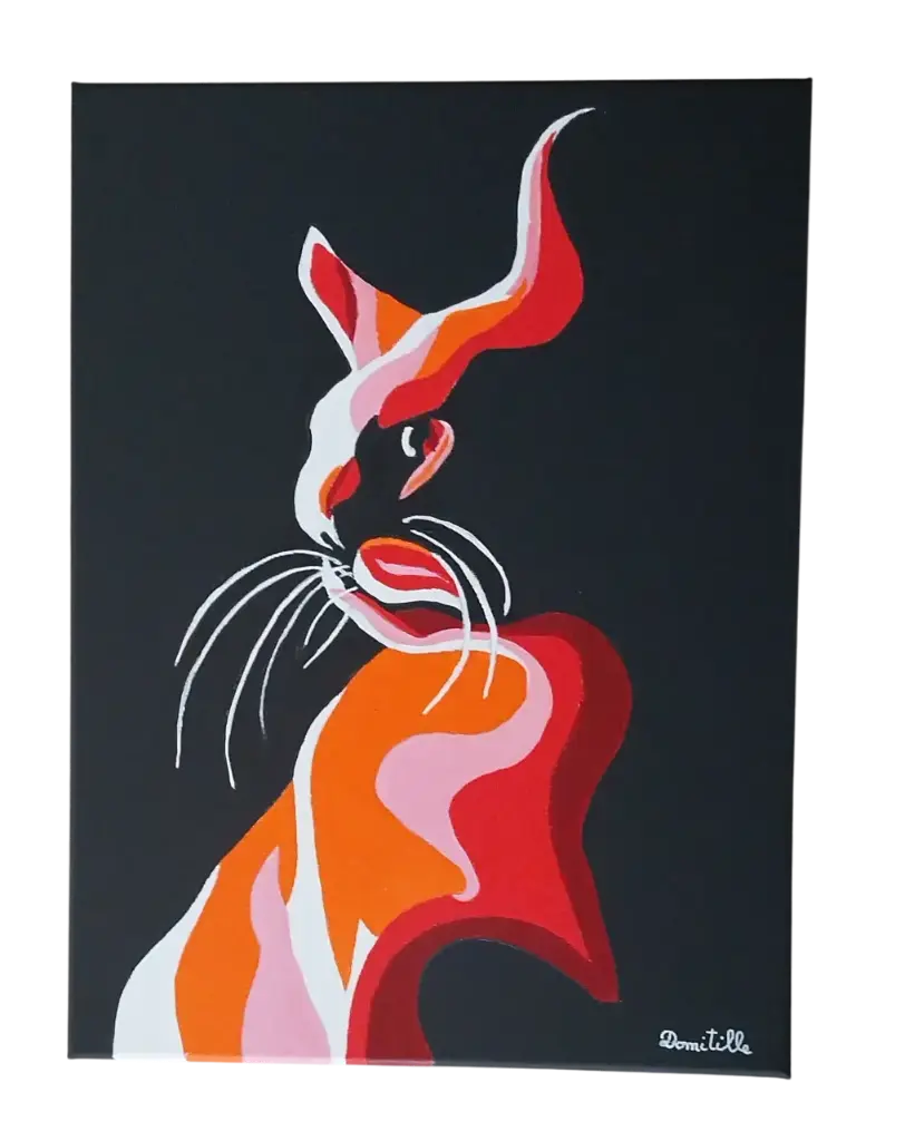 Toile coton 30x40 - Chat rouge