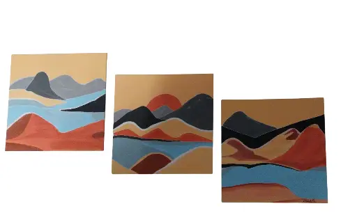 Toile coton Triptyque (3 tableaux) 25x25 - Soleil de plomb